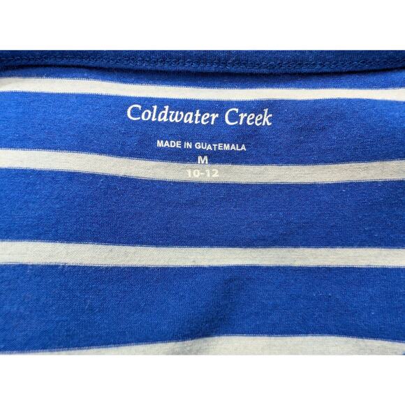 Coldwater Creek Top Blue White Stripe Long Sleeve Misses Size M - Picture 4 of 6